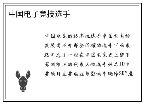 中国电子竞技选手